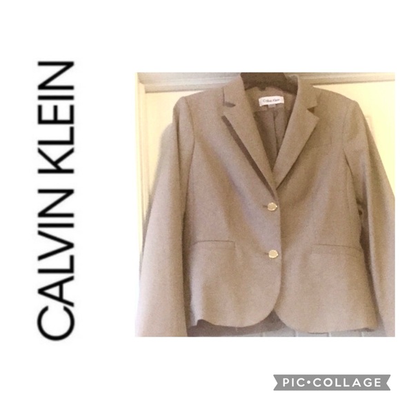 Calvin Klein Tan 2 button Blazer Jacket With Pockets Size 12 - Picture 1 of 10